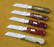 #253109EO Easy Open Jack, Tidioute Cutlery, 3" closed length, 1095 carbon steel, Sheepsfoot blade, Exotic Mexican Bocote, Copper Snake Acrylic, Red Peach Seed Jigged Bone, Burnt Orange Jigged  Bone, Oiled Smooth Bone.