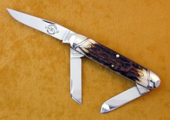 #538308 Northfield UN-X-LD Cuban Stockman, Genuine Stag, slanted line bolsters with dimples, 4 1/8" closed length, 