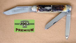 #541308W 3 backspring Whittler, Burnt Stag.