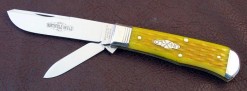 #734209JFB Northfield UN-X-LD Jack  Yellow Basket Weave Jig Bone, 1095 Carbon Steel, 3 3/4" closed length, 1095 carbon steel, released 4-1-09.
