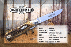 735109LHL  Single Blade Scout, Left Handed, Liner Lock, Burnt Stag.